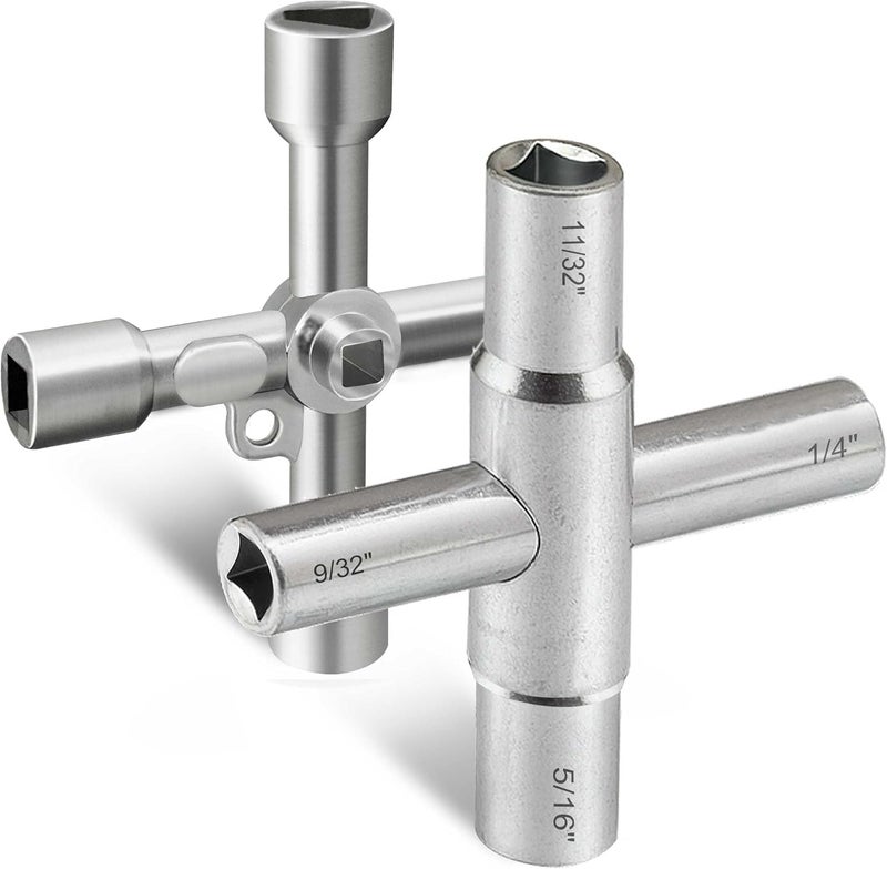 Hanpex 4 Way Sillcock Key Wrench Set, Multi-functional Utilities Water Key, Fits Most Sillcock, Stopcock, Water Spigots, Wall-hydrant, Control Cabinet and Valves, 2-Pk - Image 1